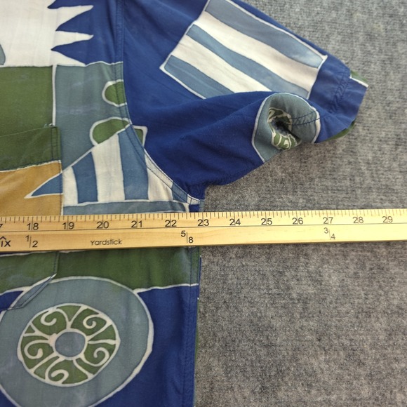 Vintage Territory Ahead Shirt Medium Blue Aztec Geometric Short Sleeve Rayon - Picture 7 of 10